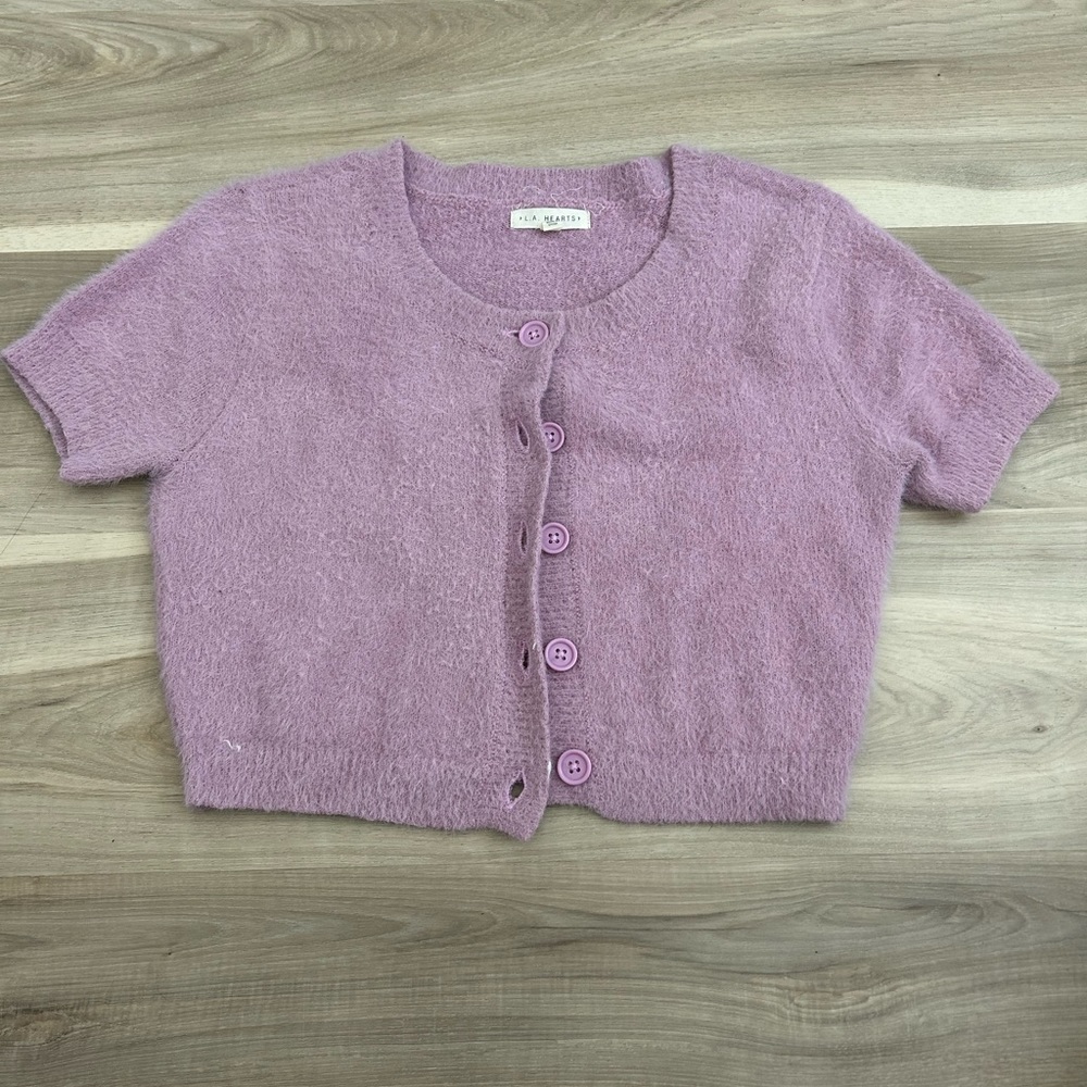 Pacsun/L.A. Hearts Lavender Cropped Button Up - Picture 1 of 2